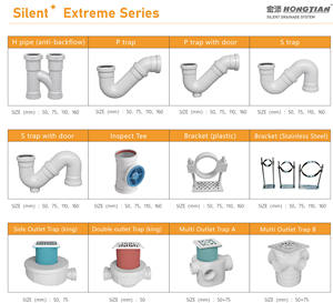 Raccords <span class=keywords><strong>de</strong></span> drainage en PP HONGTIAN avec silencieux à diamètre égal 10 dB, raccords en plastique à trois voies - Product Image 5
