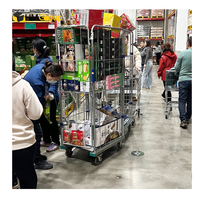 Conteneur industriel de petit pain de stockage en métal de grillage de nidification d'équipement mobile portatif pliable de logistique avec des roues