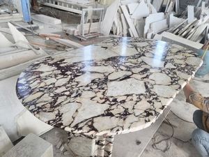 Tavolo da Pranzo di Lusso in Marmo Calacatta Viola Italiano, Design Unico in Pietra Naturale SH STONE - Product Image 2