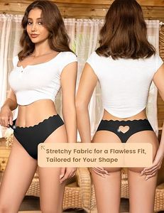 Slip a <span class=keywords><strong>Perizoma</strong></span> Senza Cuciture Traspiranti per Donne, Invisibili con Vita Ondulata, Morbidi e con Taglio a Cuore - Product Image 3