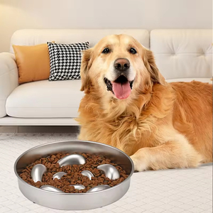 Gamelle pour animaux de compagnie grande capacité en acier inoxydable, gamelle anti-glouton pour chien avec base antidérapante en silicone pour chats et eau - Product Image 5