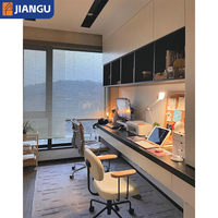 Space Saving Custom Built-in Home Office Computer Desk Long Floating Desktop With Top Cabinets