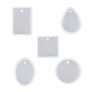Kalung liontin silikon Resin DIY, cetakan silikon bulat Oval persegi liontin cetakan silikon dengan lubang - Product Image 1