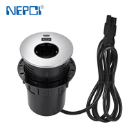 Hub d'alimentation de bureau encastré avec charge rapide PD double Type C 65W, prise de table 16A 250V et prise de fond supplémentaire