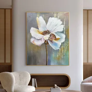 Grande fleur peinture sur toile Floral 3D Wall Art grande peinture à l'huile originale minimaliste moderne peinture luxe fleur art
