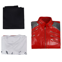 Anime Punk Superstar Jackson Rote Lederjacke Cosplay Kostüm Herren Klassisches Bühnenoutfit Schulter-Mesh Mehrere Reißverschluss-Details