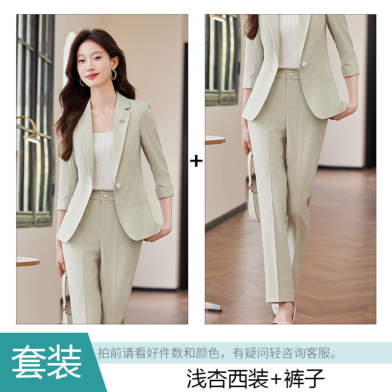 Light apricot suit trousers