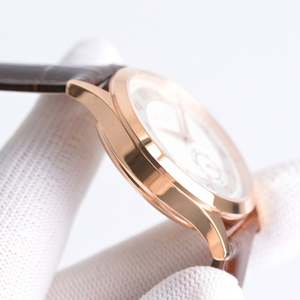 Reloj 5196 con Diseño de Anillo Plateado Simple, Esfera Dorada Rosa, Correa de Piel de Cocodrilo, Sistema de Segundero Independiente - Product Image 4