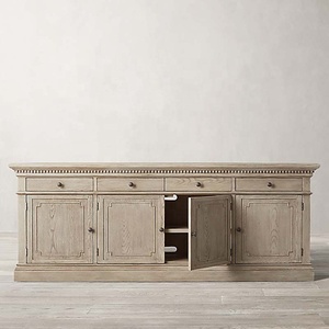 Maison Usage salon Style européen 4 portes 4 tiroirs rangement en bois massif meuble TV Antique - Product Image 4