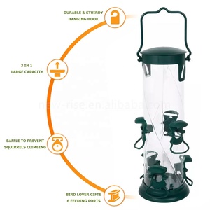 Mangeoire à oiseaux 3 en 1 <span class=keywords><strong>de</strong></span> grande taille pour l'extérieur, résistante à la mastication et aux intempéries, pour les graines, les noix et le <span class=keywords><strong>suif</strong></span>, 3 sections - Product Image 2