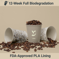 Tasse de papier de café jetable biodégradable à paroi unique écologique personnalisable pratique en matériau kraft eau minérale dorée