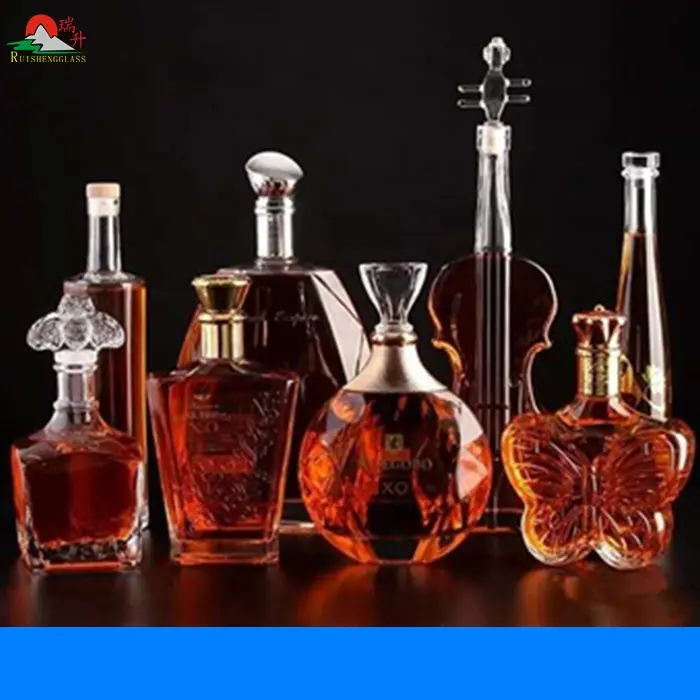 Cao Cấp Violin Định Hình Rượu Rỗng Rượu Brandy Whisky Chai Thủy Tinh Tùy Chỉnh Rượu 750Ml Rượu Vodka Tinh Thần Chai Thủy Tinh 500Ml Bán Buôn