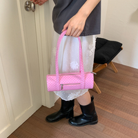 Bolsos cilíndricos de lunares 2026 para mujer, bolso de hombro y axila color caramelo con cremallera y costuras