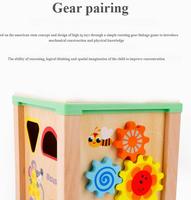 Jouet éducatif Montessori en gros pour bébés, boîte à trésors multifonctionnelle à perles rondes, cube d'activités en bois avec tri de formes pour enfants