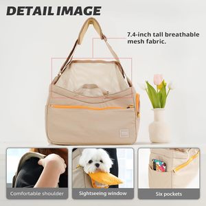 Sac à dos d'affaires Support solide Doux Confortable Polyester Tissu Mesh Pet Carrier pour Voyage Sorties Solide pour Petits Chiens Chats - Product Image 4