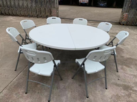 Table pliante de pique-nique extérieure bon marché de 4 pieds 6 pieds 8 pieds Table pliante ronde en plastique portable et chaise pour événement