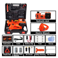 Kit de cric électrique 3-en-1 pour voiture, cric hydraulique 12V 5T avec pompe de gonflage de pneus, clé à chocs, ensemble d'outils d'urgence