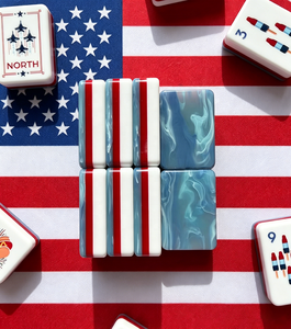 Juego de Fichas de Mahjong Americanas de Lujo Personalizadas con Diseño del Día de la Independencia, Tres Capas, Patrón de Mármol Azul, Estilo <span class=keywords><strong>Mac</strong></span> Miller - Product Image 3