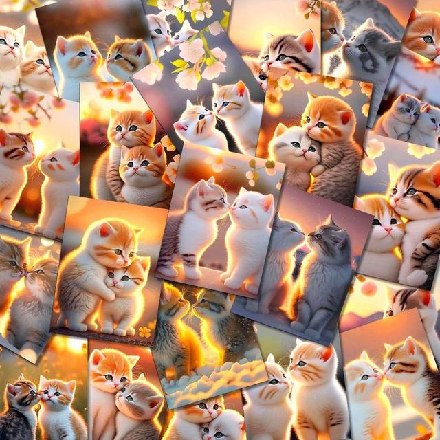 Beautiful Cat Adhesive Stickers for Cellphone RTS-Custom Waterproof Durable Stickers 54-58PCS/Bag