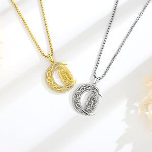 Collar de la Virgen María Merryshine, Regalo Católico, Colgante de Luna, Amuleto, Joyería de la Virgen María, Nuestra Señora de Guadalupe - Product Image 1