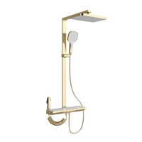 Ensemble de robinetterie thermostatique en cuivre pour douche, finition polie, avec jets de massage et de pluie, pour appartements et hôtels