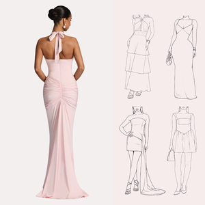 Vestidos de mujer sexys, nuevos, de color liso, con cuello en V profundo, sin mangas, sin espalda, halter, con espalda abierta, elegantes y a la moda. - Product Image 3