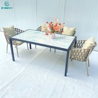 Chaise et table de salle à manger en aluminium de style simple pour l'extérieur, chaise de patio avec table carrée pour villa, hôtel, restaurant