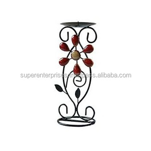 Metal Candle Stand with Wooden Base - Product Image 6