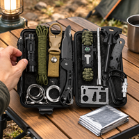 Kit de survie en plein air : boîte à outils, trousse de premiers secours, couverture d'urgence, boussole pour l'aventure, les voyages, la voiture et l'autonomie