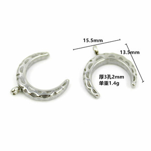 Anno Jewelry - Colgante de Luna Creciente de Acero Inoxidable, Superficie Lisa, Conector para Joyería DIY - Product Image 2