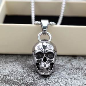 Colgante de calavera de acero inoxidable para hombres y mujeres, regalo de Halloween estilo punk, colgantes con temática geométrica, diseño asimétrico - Product Image 3