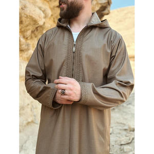 <span class=keywords><strong>Jellaba</strong></span> marocaine islamique Kaftan Caftan d'<span class=keywords><strong>hiver</strong></span> pour hommes 100% polyester à capuche manches longues Maxi Ramadan - Product Image 1
