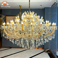 Lustre en cristal pour salon duplex européen, lustre long pour escalier, ambiance luxueuse, villa, hall d'hôtel, lumière de bougie