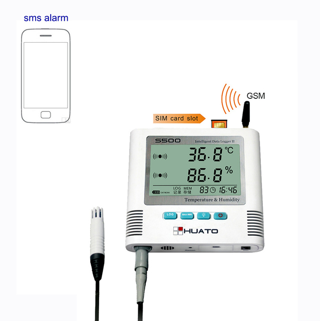 Mobile Sim Card Inserted Phone Sms Alarm Alert Temperature Humidity Data Logger