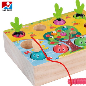 Parent Child Puzzle Interactive Toys Made of Pine Wood Three in One Wooden Fishing Insect <strong>Catching</strong> <strong>and</strong> Radish <strong>Pulling</strong> Kids Toys - Product Image 2