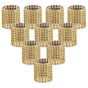 Portatovaglioli di strass di cristallo all'ingrosso portatovaglioli d'oro decorazione della tavola per il matrimonio