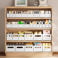 Boîte de rangement rectangulaire grande capacité en PP de qualité alimentaire, design compartimenté, pour organisation de collations et d'assaisonnements dans l'armoire de cuisine ou sur l'étagère