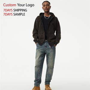 Jeans en denim décontractés mi-larges de haute qualité sur mesure, coupe droite, style streetwear, pour hommes, vente en gros - Product Image 5