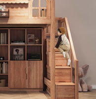 Lit superposé en bois massif pour adultes et enfants avec lits supérieur/inférieur, design simple, fonctionnalités multifonctions