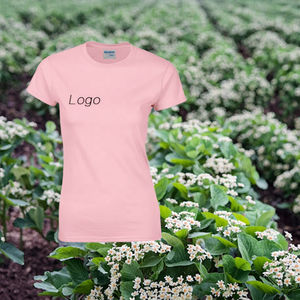 T-shirt Femme Manches Courtes 100% Coton Coupe Slim Broderie Logo Personnalisée Impression Mode Économique Teint Uni Tricoté Décontracté Été - Product Image 3