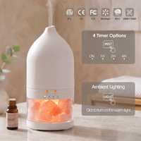 Diffuseur d'arômes silencieux à ultrasons avec lampe à sel minéral et cristaux de sel pour aromathérapie