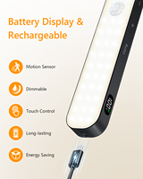 Barre lumineuse pour armoire à détecteur de mouvement et commande tactile, rechargeable par USB-C, lampe intérieure sans fil pour armoire, comptoir, garde-manger, escaliers