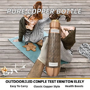 Vintage Finish 950ml Pure <b>Copper</b> Portable Water <b>Bottle</b> for Water <b>Drinking</b> Outdoor Office Use Health Benefits Corporate - Product Image 2