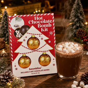 Weihnachtsbaum 3-teiliges Heiße Schokoladenbomben-Set mit Marshmallow im Inneren, Goldfolie-Kugel, Kakao-Kugel, Feiertagsgeschenkbox, Süßigkeiten-Vorrat - Product Image 1