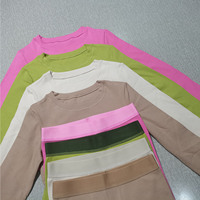 Ensemble 2 pièces pour femme avec logo personnalisé, haut à manches longues et pantalon taille haute, en Spandex, tenue décontractée professionnelle, vêtements de détente, tenues d'été