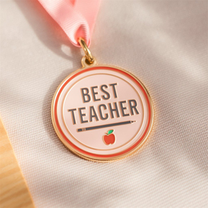 Fabrique personnalisé plaqué or Offre Spéciale <span class=keywords><strong>bourse</strong></span> présente médaillon médaille en métal avec ruban cadeaux pour professeur d'école - Product Image 1