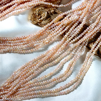 Perles d'eau douce naturelles blanches rondes de 3-3,5 mm en gros, perles en vrac à trou pour bijoux DIY, perles d'eau douce roses fraîches en vrac