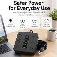 Multiprise parasurtenseur US, prises AC multiples avec ports USB-A et Type-C, cordon de 2 m, prise de bureau pour la maison et le bureau
