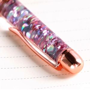 Custom Printed Logo Business Novelty Spinning Metal Ballpoint <b>Pen</b> With Colorful Sequins for Office Gift - Product Image 4