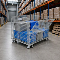 Conteneur en fil métallique empilable en acier galvanisé de 1000 kg de capacité, cage de stockage robuste pour entrepôt, panier en maille ventilé et pliable